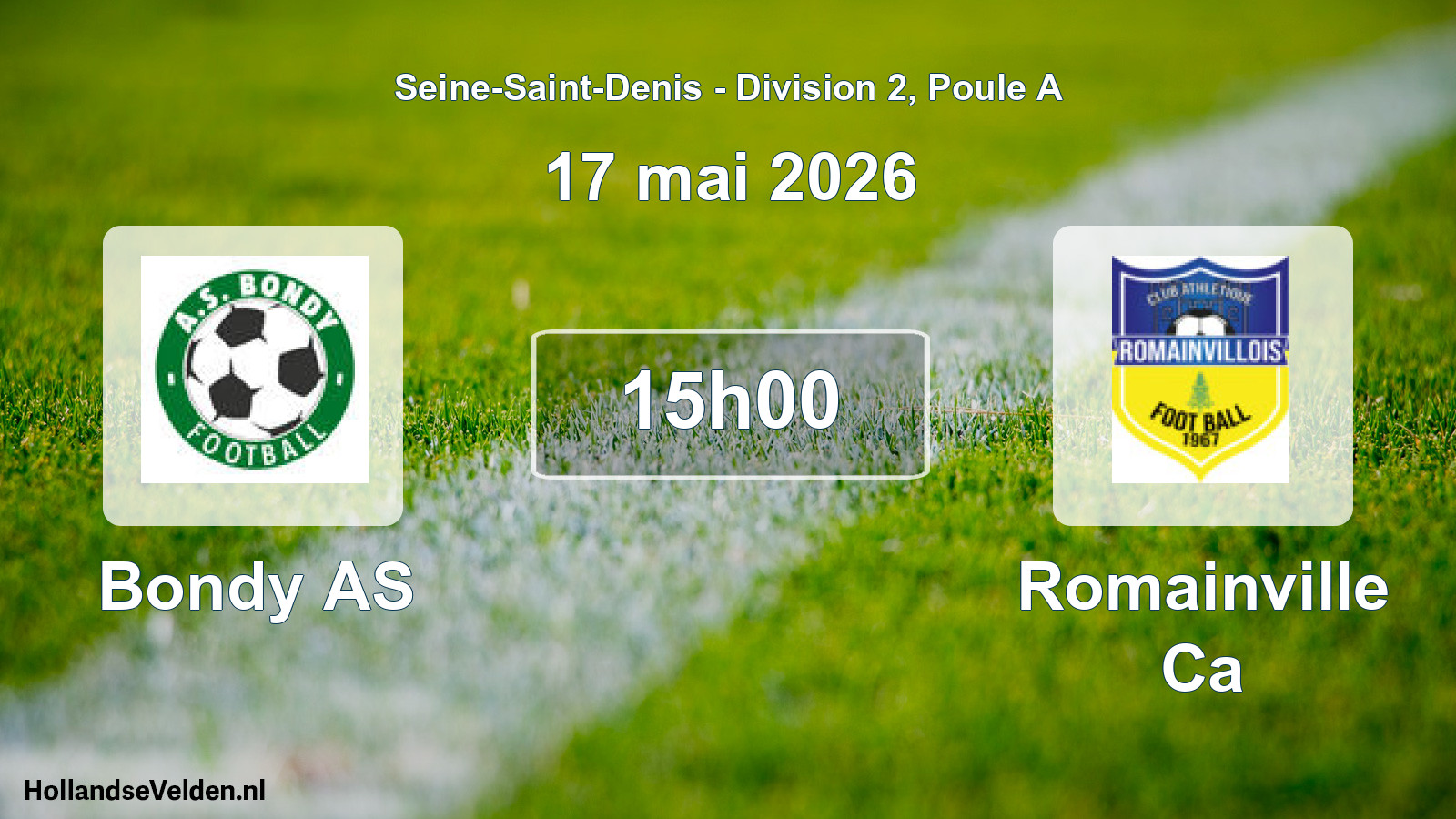 Match programmé: Bondy AS - Romainville Ca (17 mai 2026)