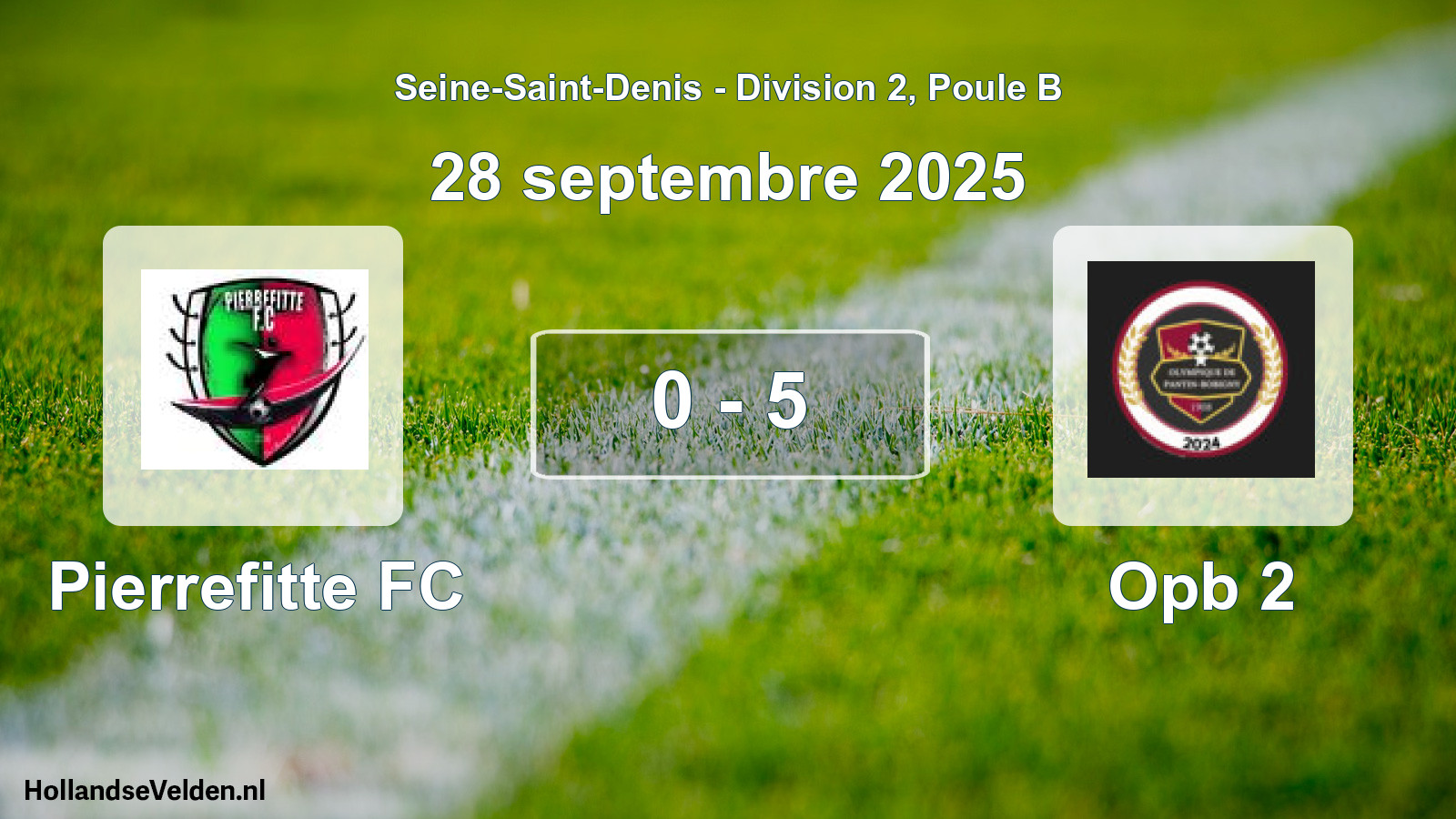 Match joué: Pierrefitte FC - Opb 2 0 - 5 (28 septembre 2025)