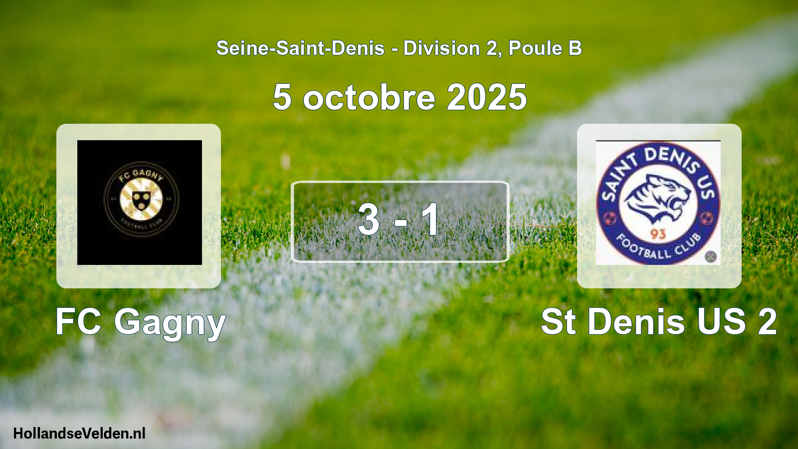 Match joué: FC Gagny - St Denis US 2 3 - 1 (5 octobre 2025)