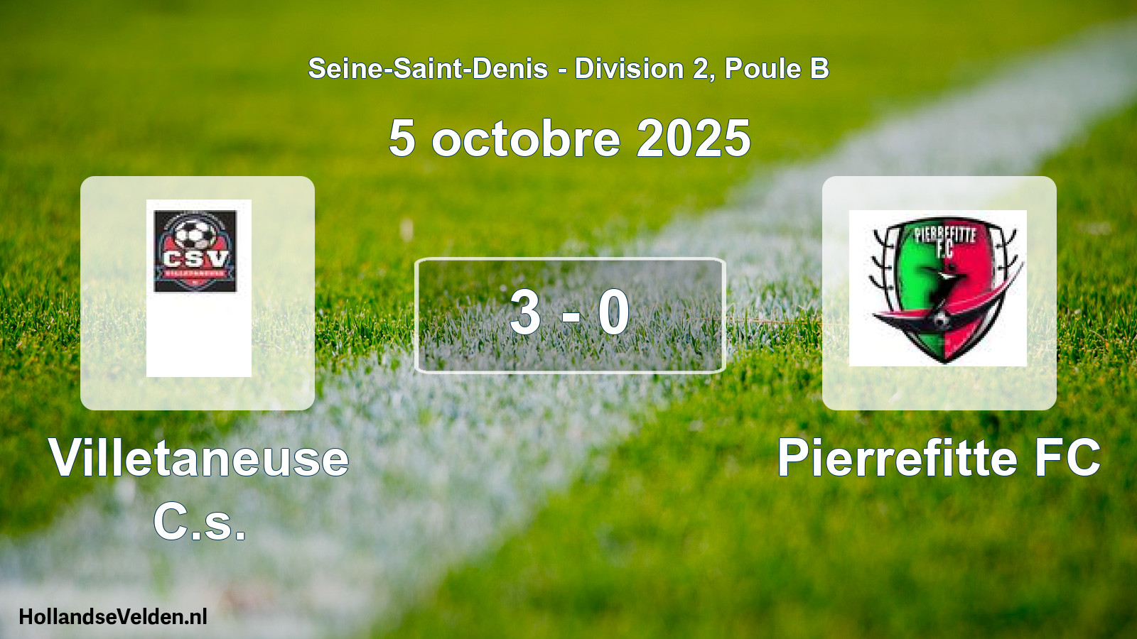 Match joué: Villetaneuse C.s. - Pierrefitte FC 3 - 0 (5 octobre 2025)