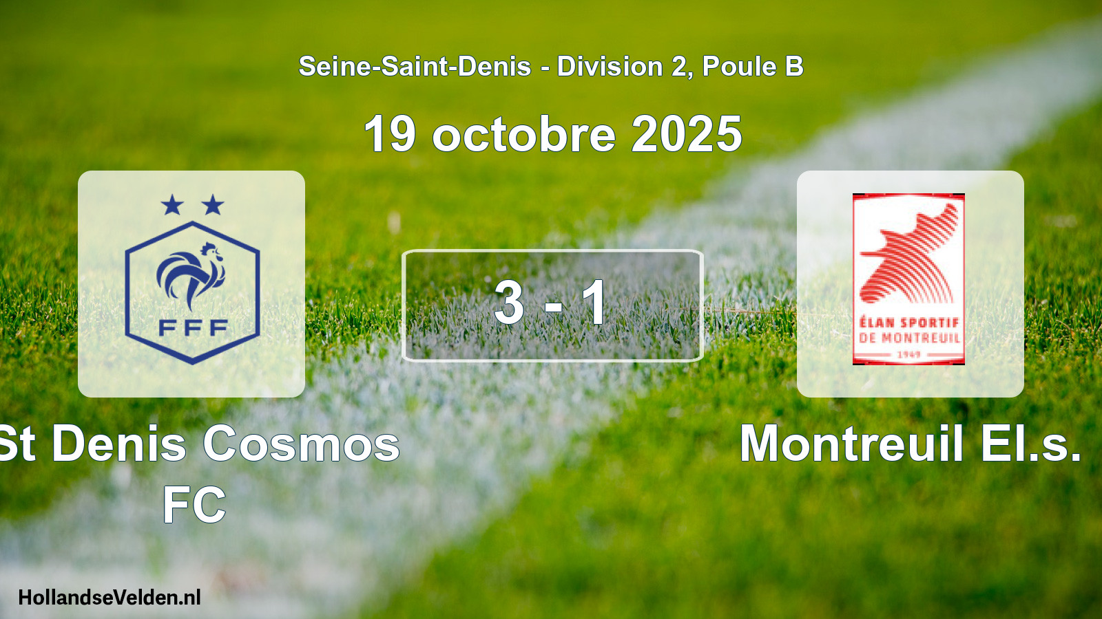 Gespeelde wedstrijd: St Denis Cosmos FC - Montreuil El.s. 3 - 1 (19 oktober 2025)
