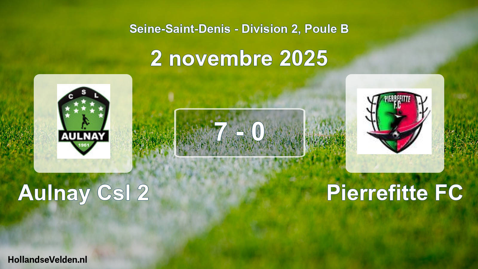 Gespeelde wedstrijd: Aulnay Csl 2 - Pierrefitte FC 7 - 0 (2 november 2025)