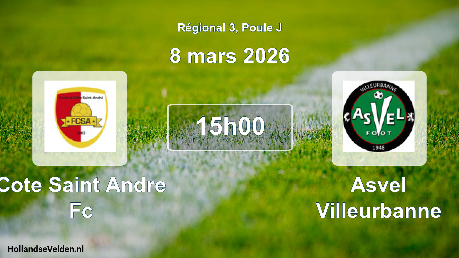 Geplande wedstrijd: Cote Saint Andre Fc - Asvel Villeurbanne (8 mars 2026)