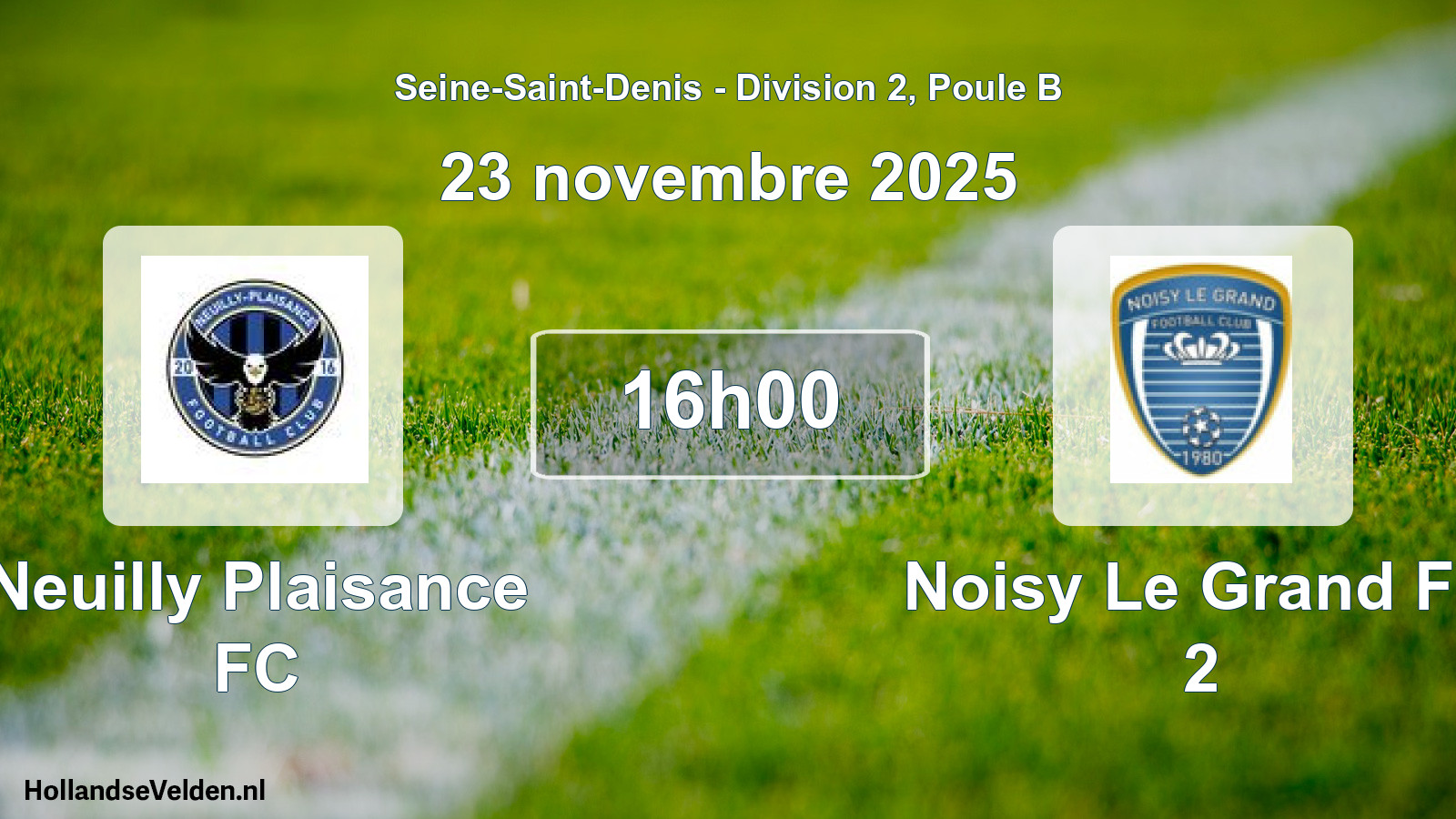 Match programmé: Neuilly Plaisance FC - Noisy Le Grand FC 2 (23 novembre 2025)