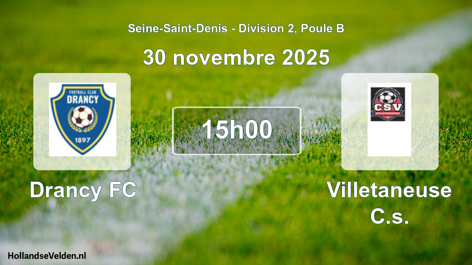 Match programmé: Drancy FC - Villetaneuse C.s. (30 novembre 2025)