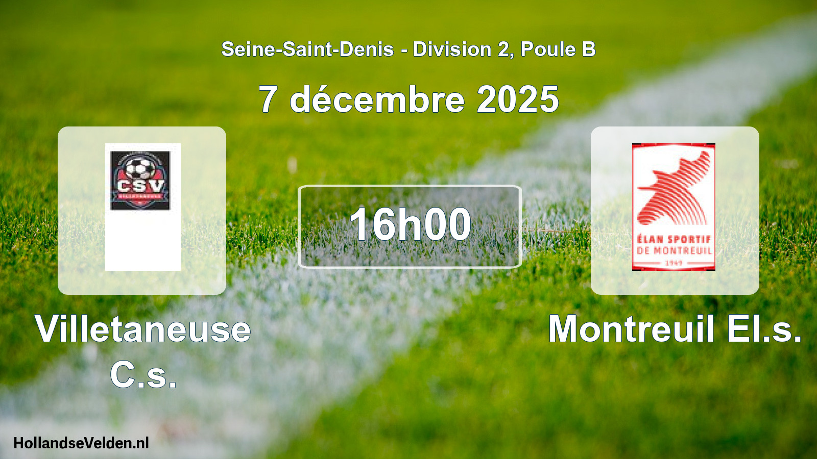 Geplande wedstrijd: Villetaneuse C.s. - Montreuil El.s. (7 december 2025)