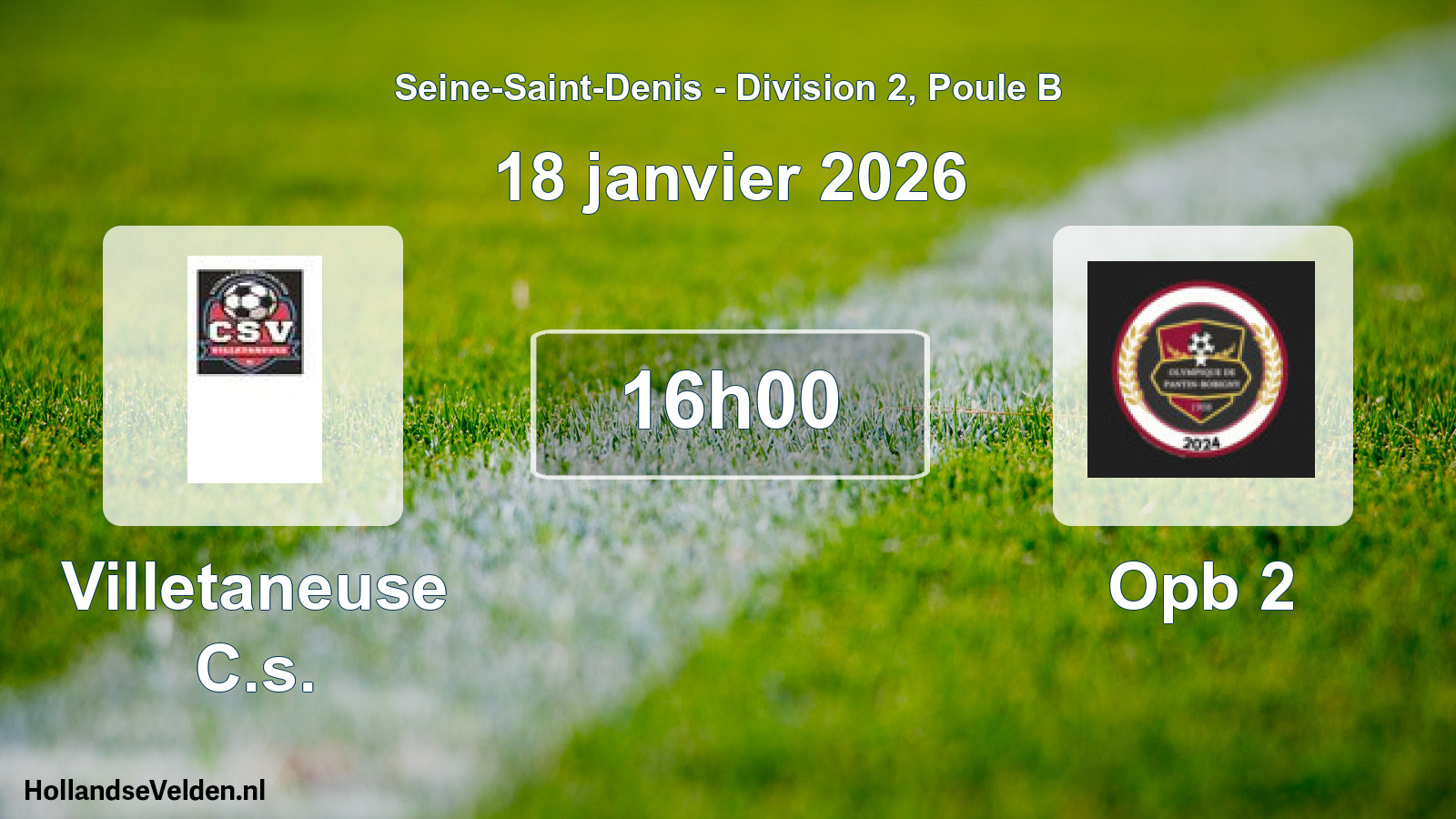 Match programmé: Villetaneuse C.s. - Opb 2 (18 janvier 2026)