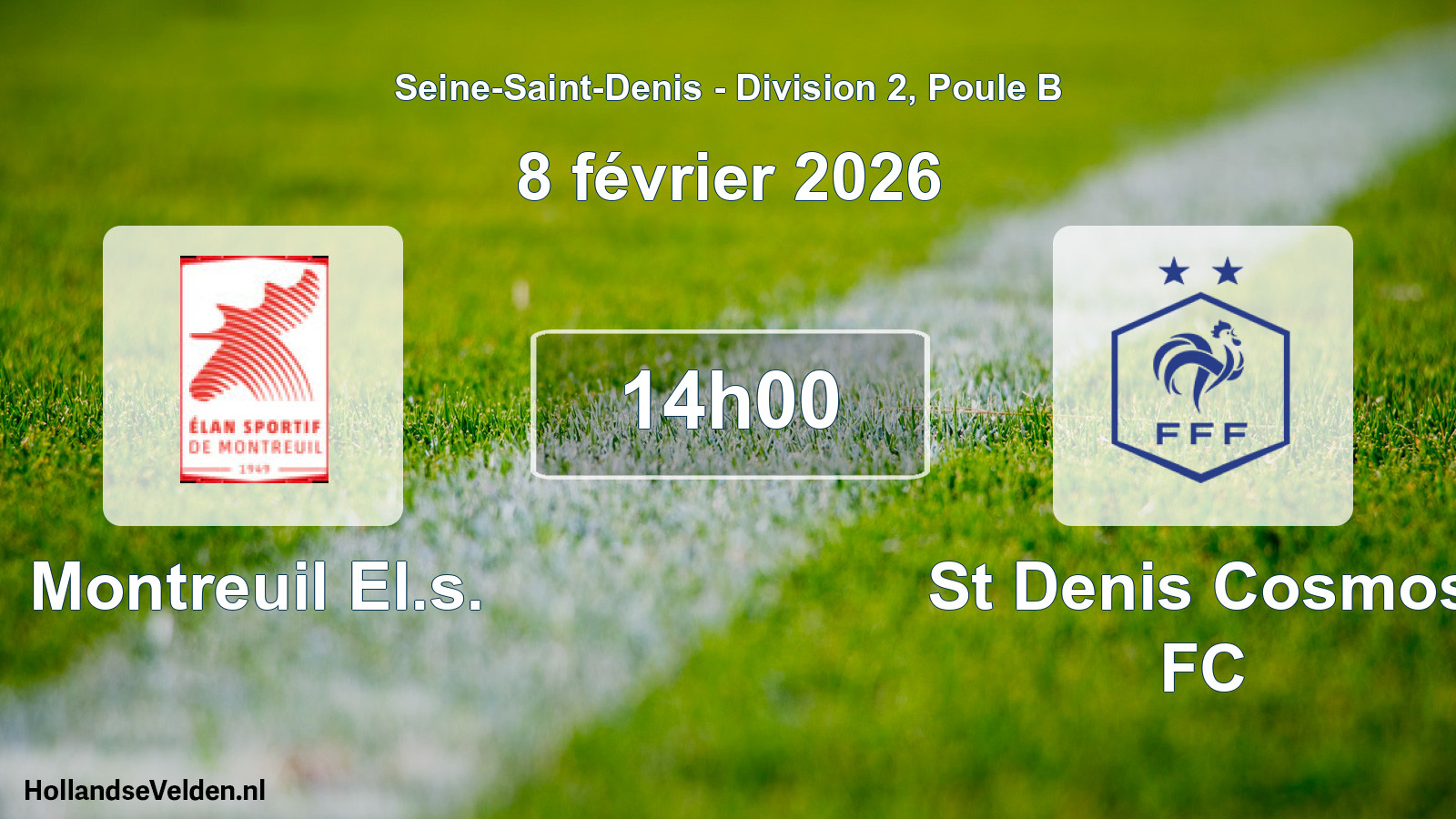 Match programmé: Montreuil El.s. - St Denis Cosmos FC (8 février 2026)