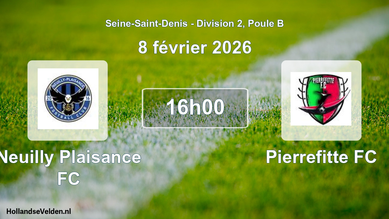 Match programmé: Neuilly Plaisance FC - Pierrefitte FC (8 février 2026)