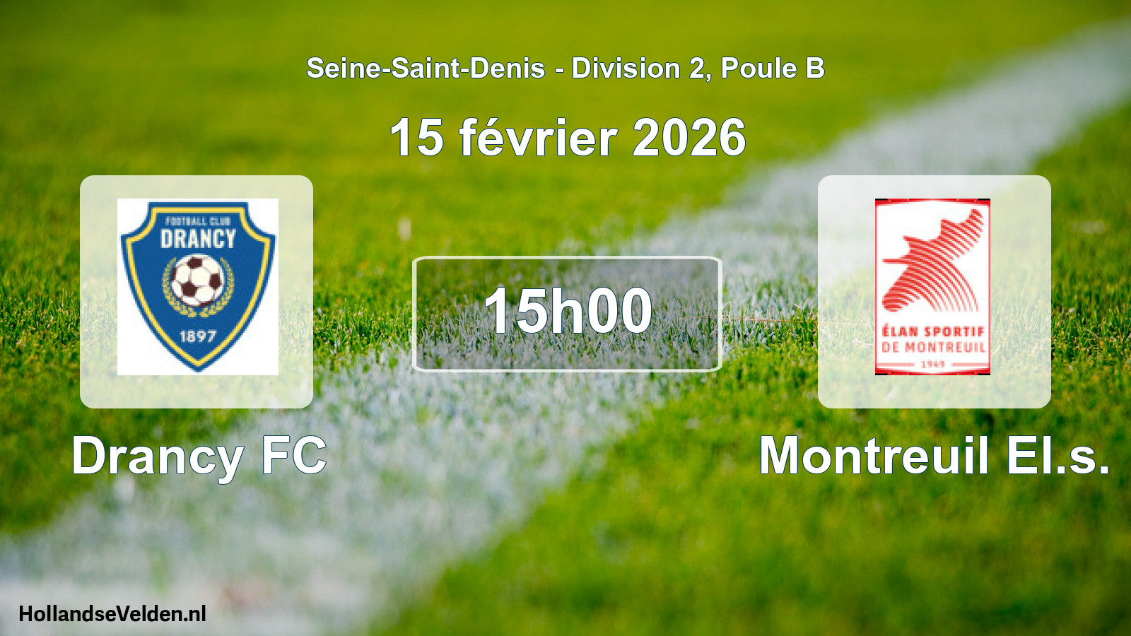 Geplande wedstrijd: Drancy FC - Montreuil El.s. (15 februari 2026)