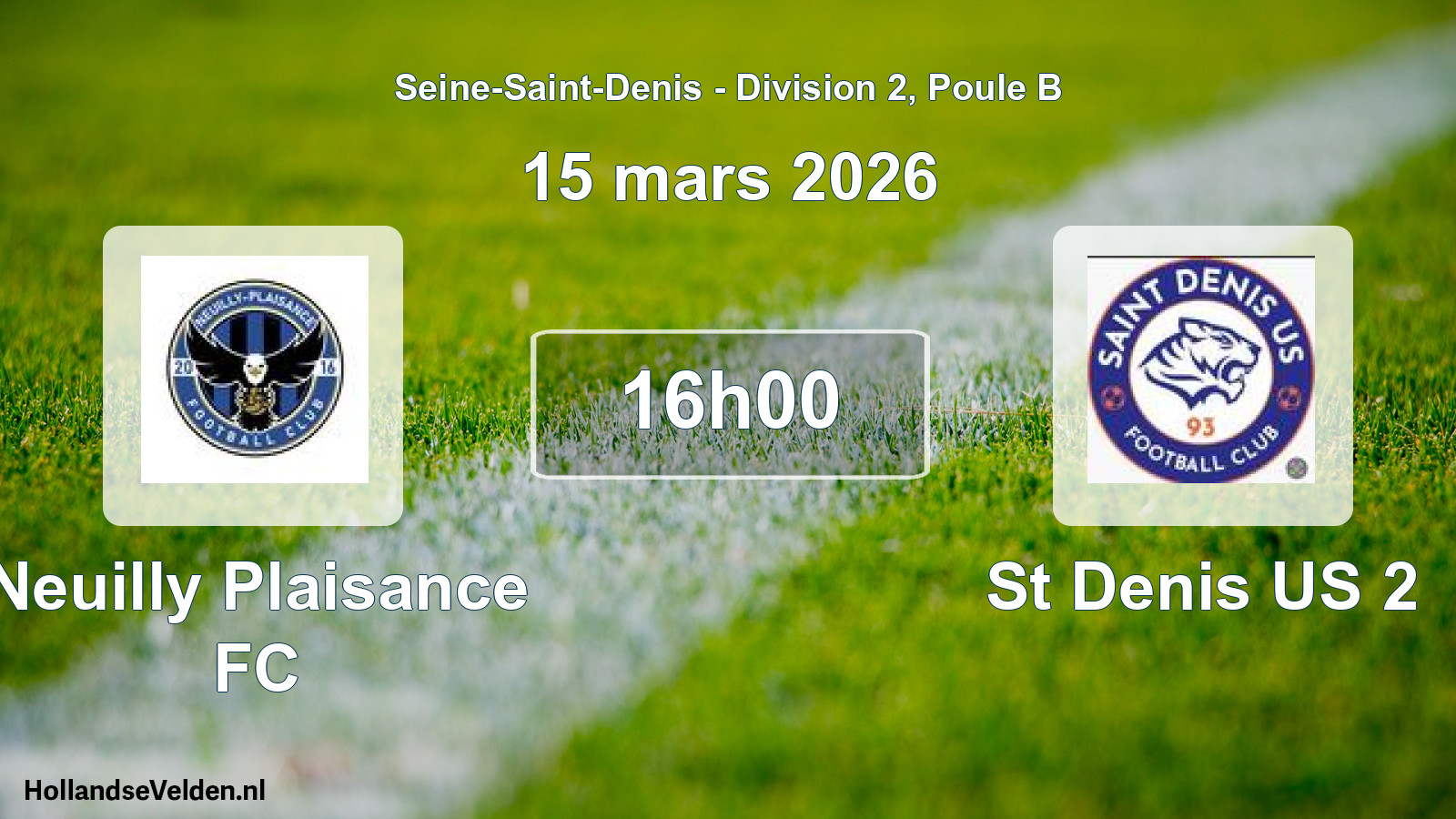Match programmé: Neuilly Plaisance FC - St Denis US 2 (15 mars 2026)