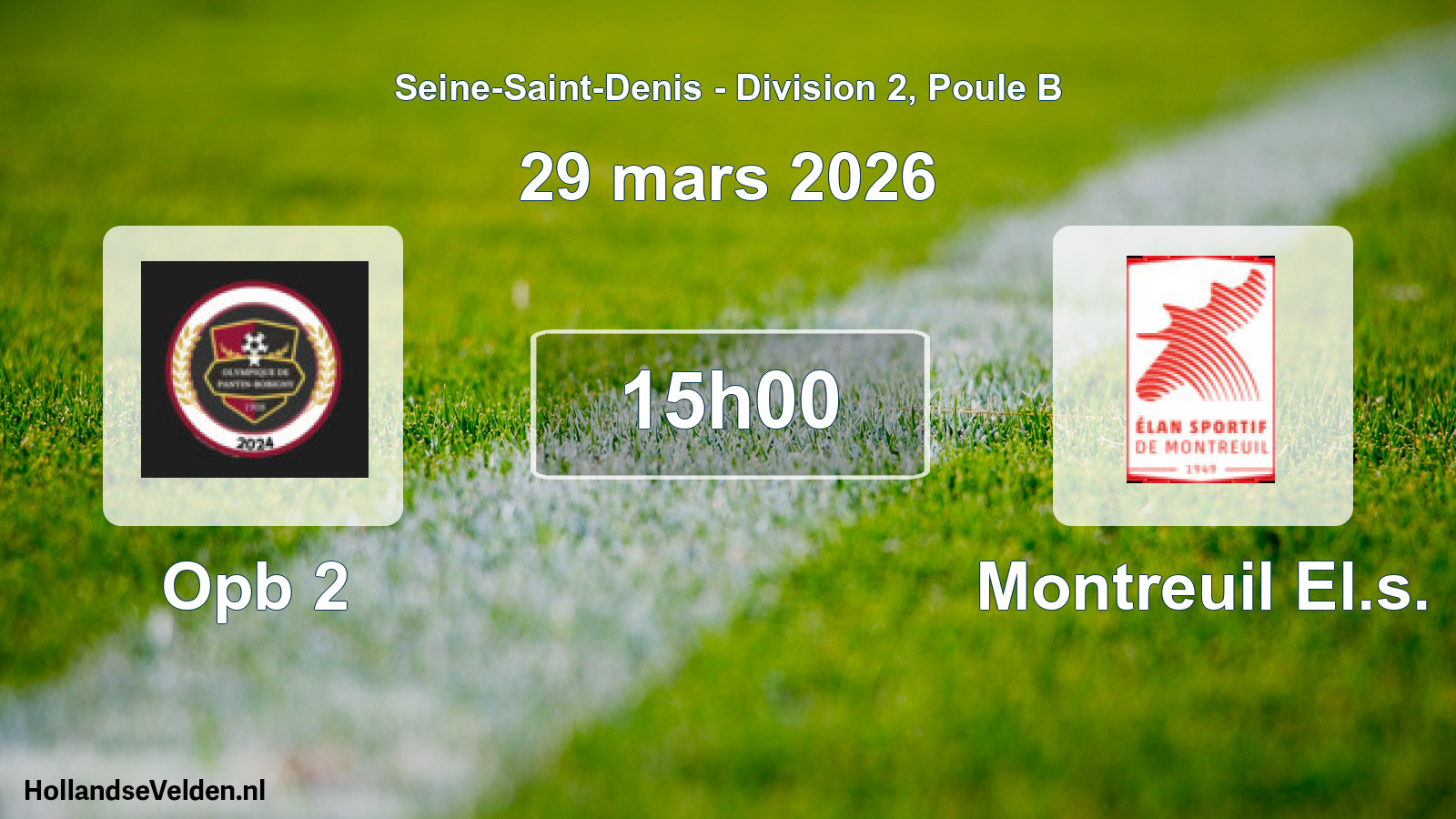 Match programmé: Opb 2 - Montreuil El.s. (29 mars 2026)