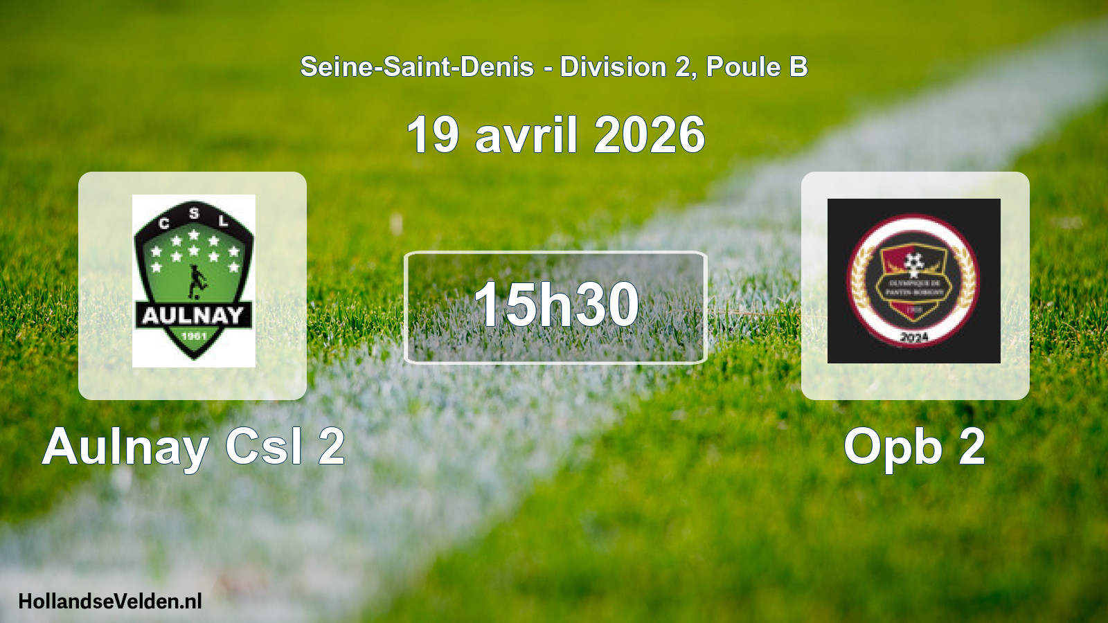 Match programmé: Aulnay Csl 2 - Opb 2 (19 avril 2026)