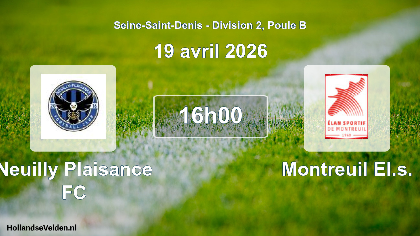 Match programmé: Neuilly Plaisance FC - Montreuil El.s. (19 avril 2026)