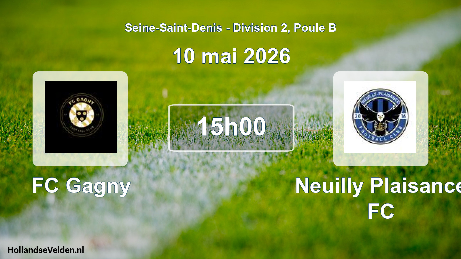 Match programmé: FC Gagny - Neuilly Plaisance FC (10 mai 2026)