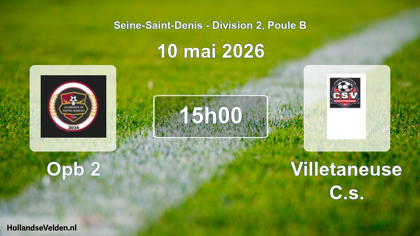 Match programmé: Opb 2 - Villetaneuse C.s. (10 mai 2026)