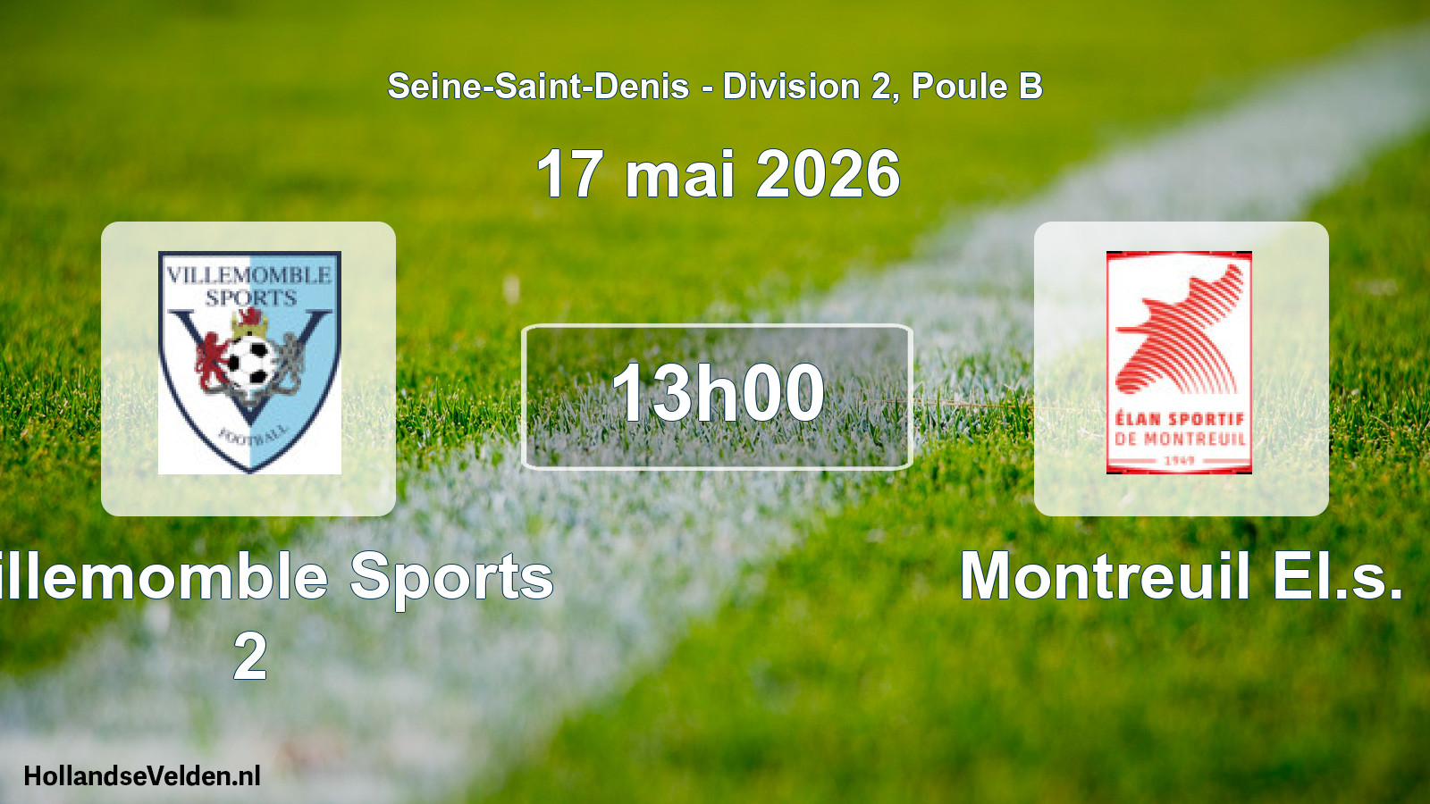 Match programmé: Villemomble Sports 2 - Montreuil El.s. (17 mai 2026)