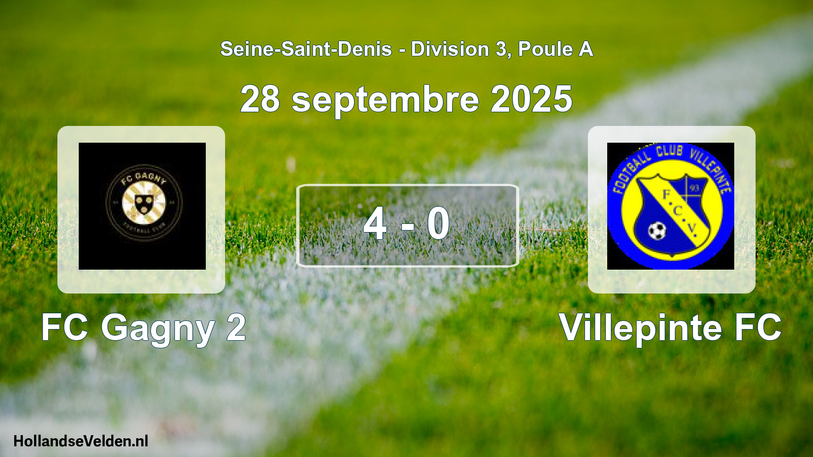 Match joué: FC Gagny 2 - Villepinte FC 4 - 0 (28 septembre 2025)