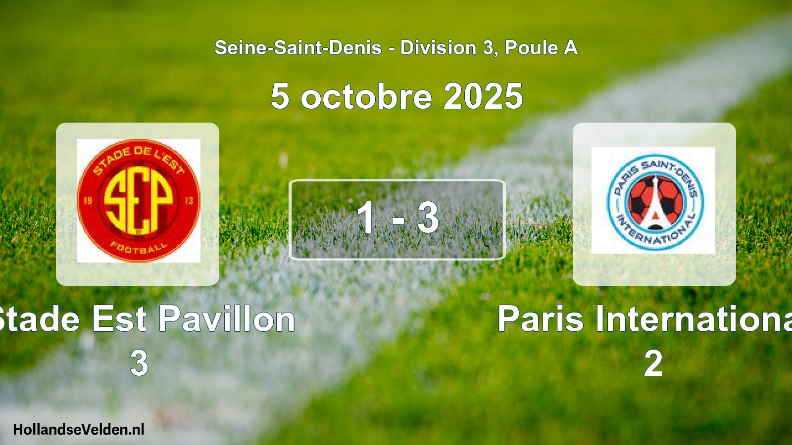Gespeelde wedstrijd: Stade Est Pavillon 3 - Paris International 2 1 - 3 (5 oktober 2025)