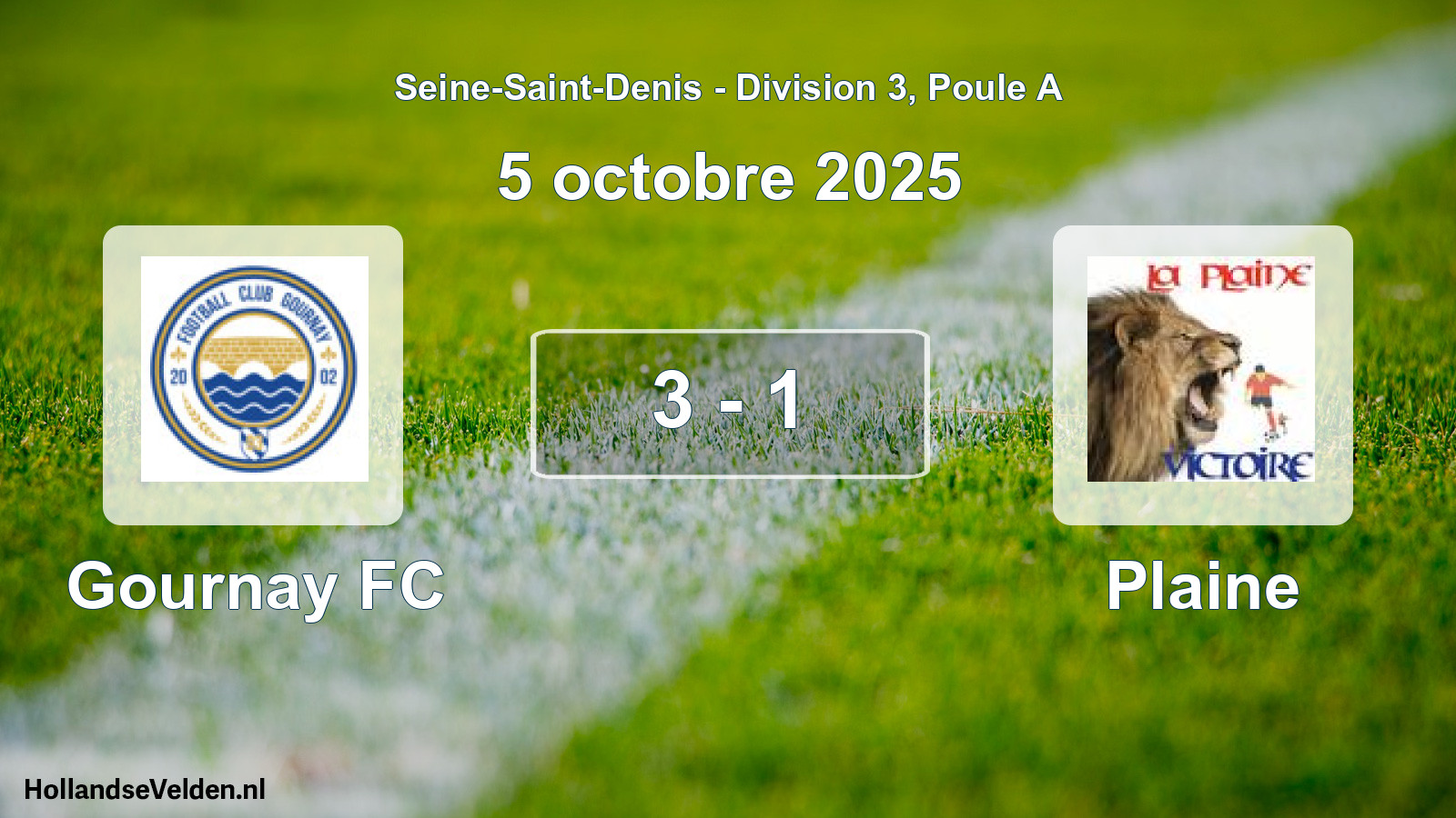 Gespeelde wedstrijd: Gournay FC - Plaine 3 - 1 (5 oktober 2025)