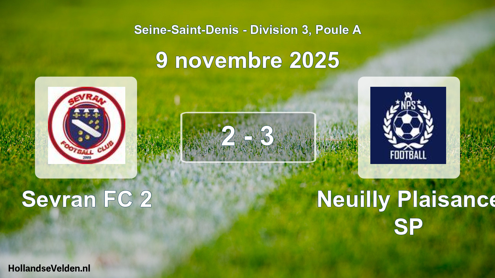 Match joué: Sevran FC 2 - Neuilly Plaisance SP 2 - 3 (9 novembre 2025)