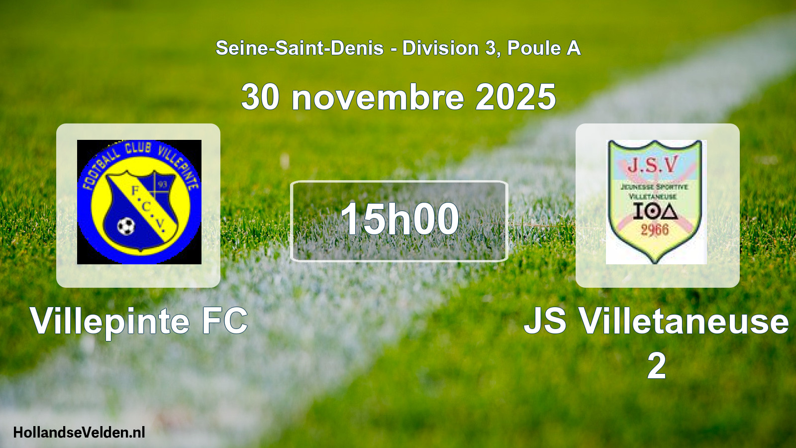 Match programmé: Villepinte FC - JS Villetaneuse 2 (30 novembre 2025)