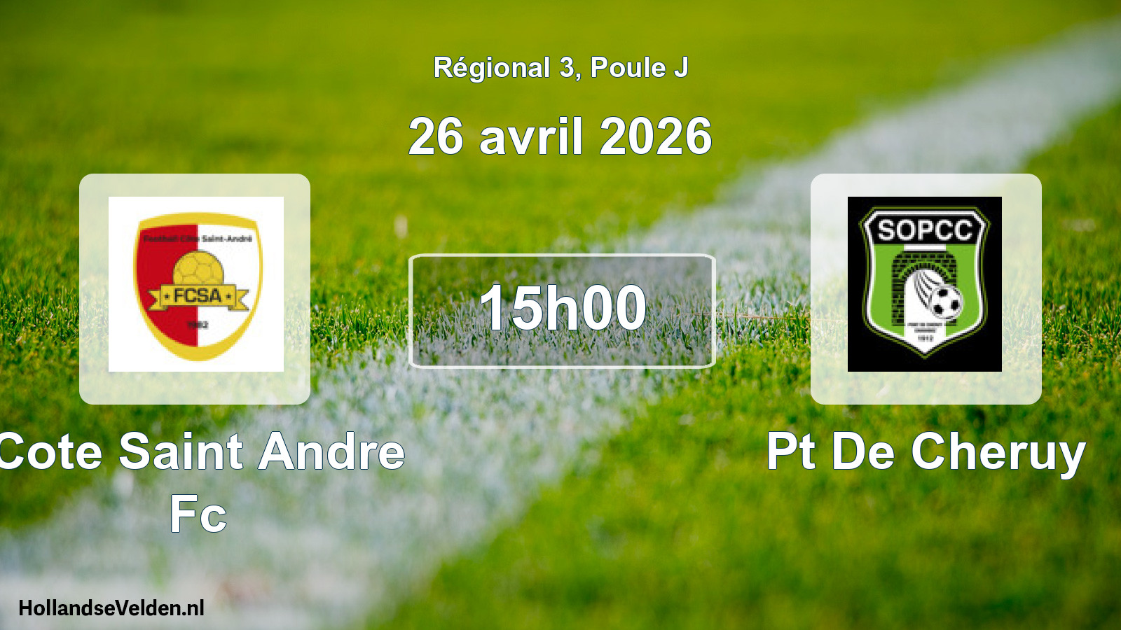 Geplande wedstrijd: Cote Saint Andre Fc - Pt De Cheruy (26 avril 2026)