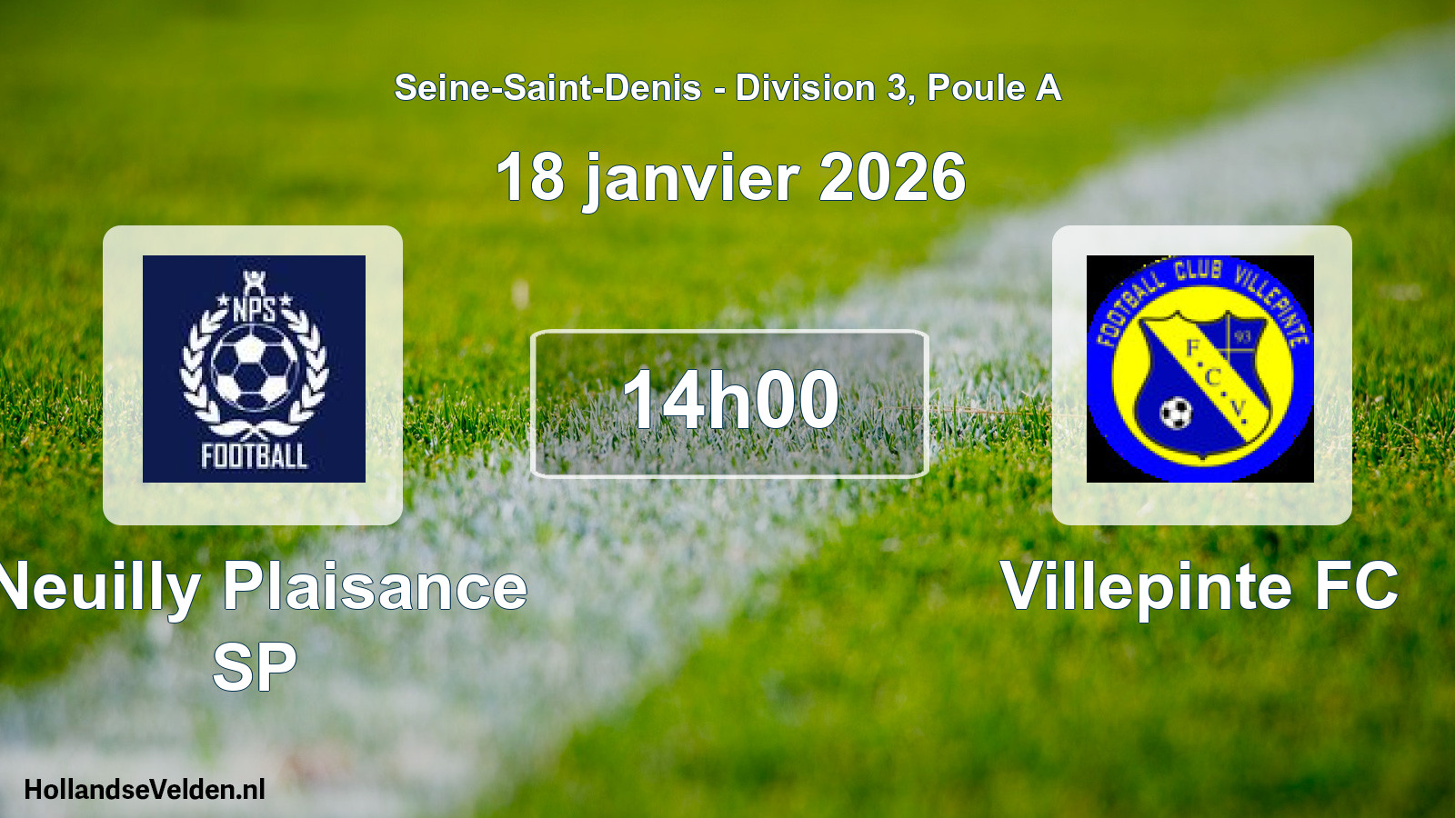 Match programmé: Neuilly Plaisance SP - Villepinte FC (18 janvier 2026)