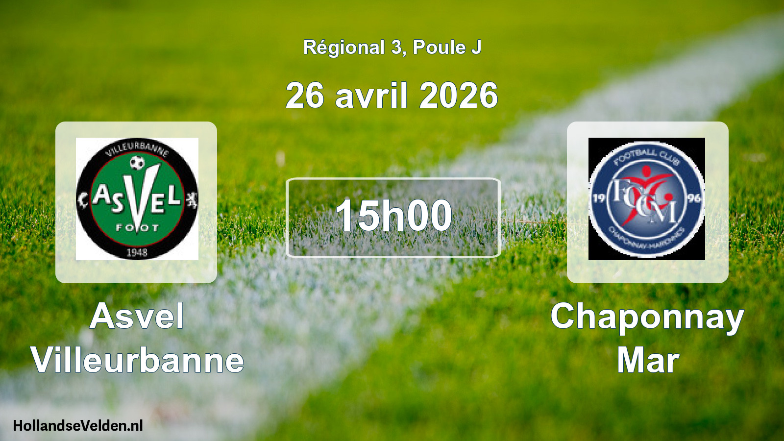 Geplande wedstrijd: Asvel Villeurbanne - Chaponnay Mar (26 avril 2026)