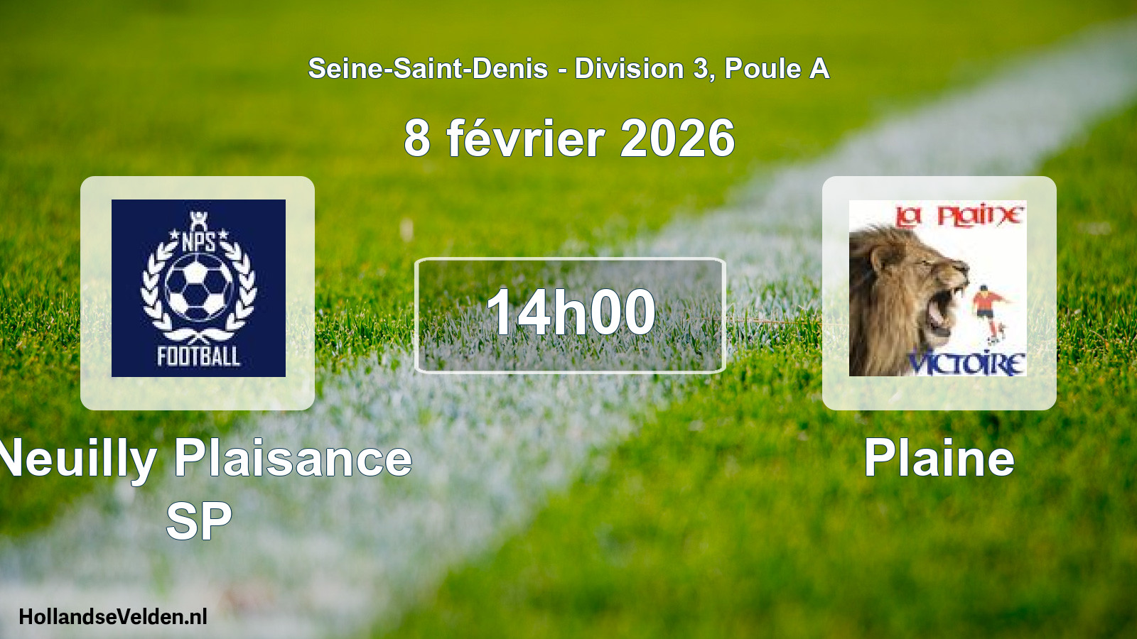 Match programmé: Neuilly Plaisance SP - Plaine (8 février 2026)