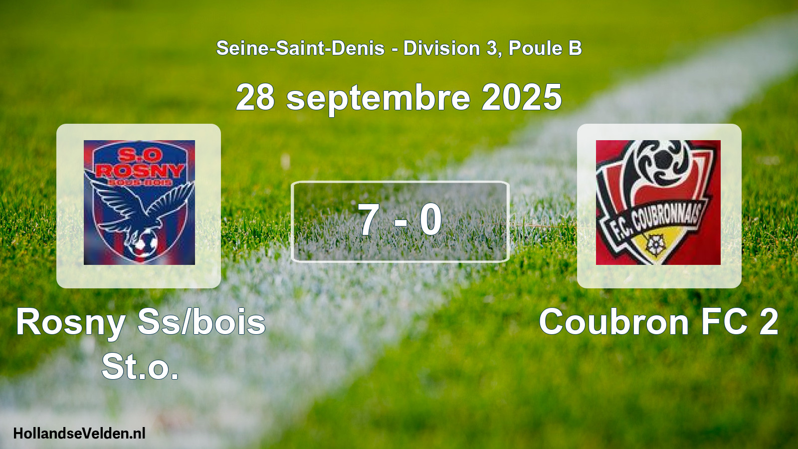 Match joué: Rosny Ss/bois St.o. - Coubron FC 2 7 - 0 (28 septembre 2025)