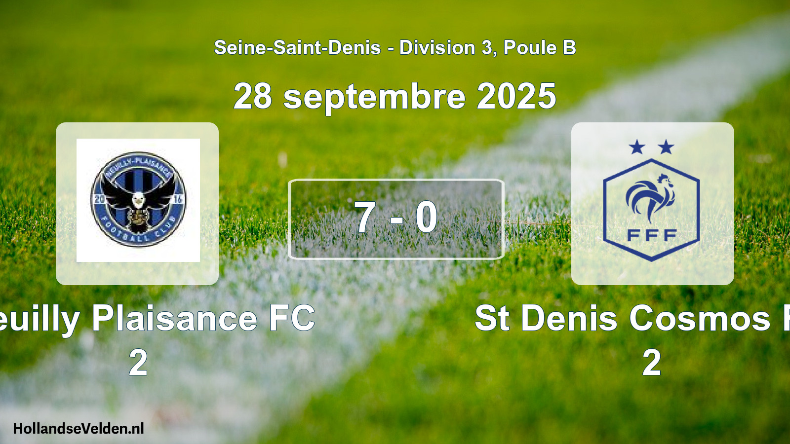 Gespeelde wedstrijd: Neuilly Plaisance FC 2 - St Denis Cosmos FC 2 7 - 0 (28 september 2025)