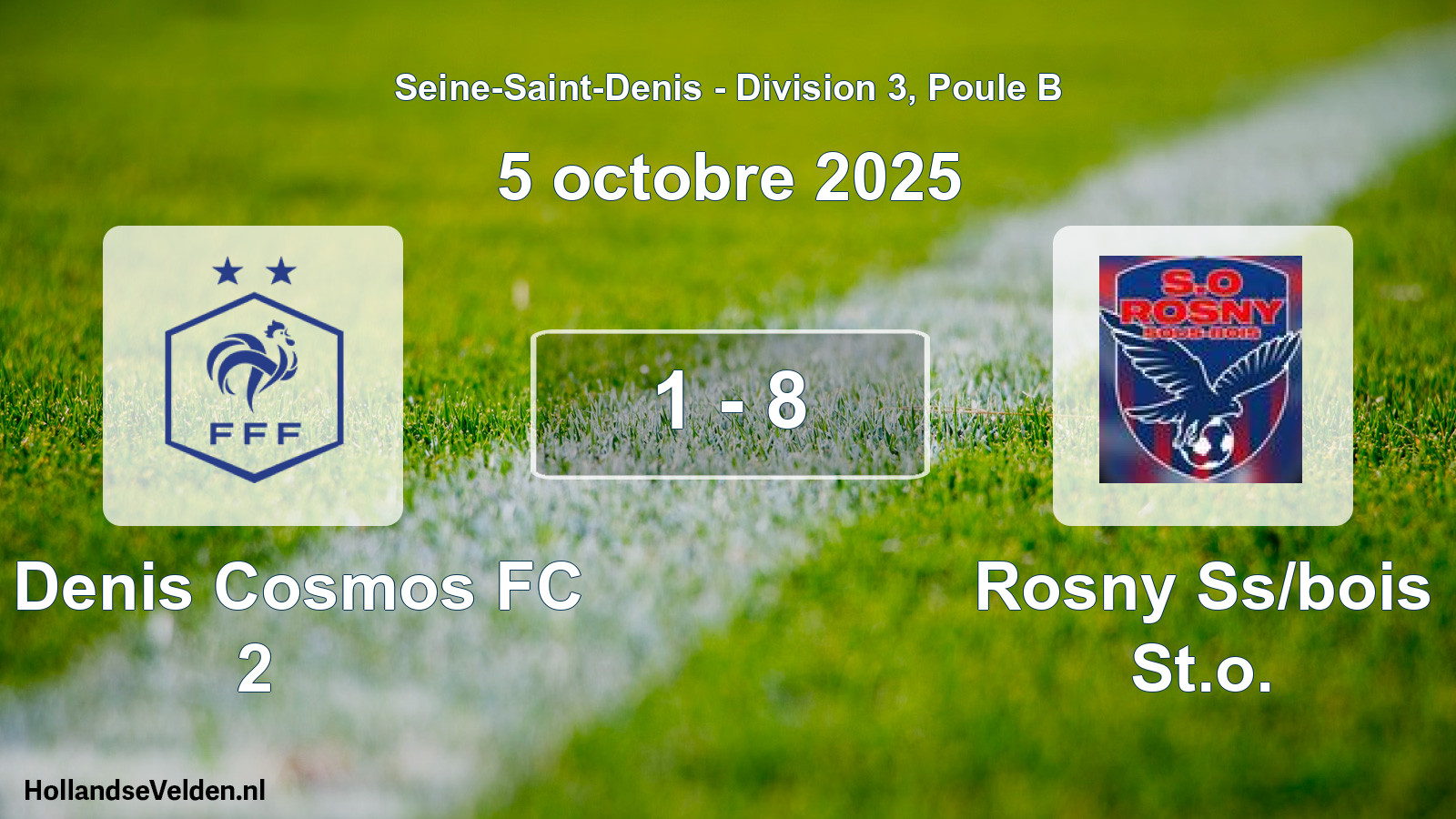 Match joué: St Denis Cosmos FC 2 - Rosny Ss/bois St.o. 1 - 8 (5 octobre 2025)