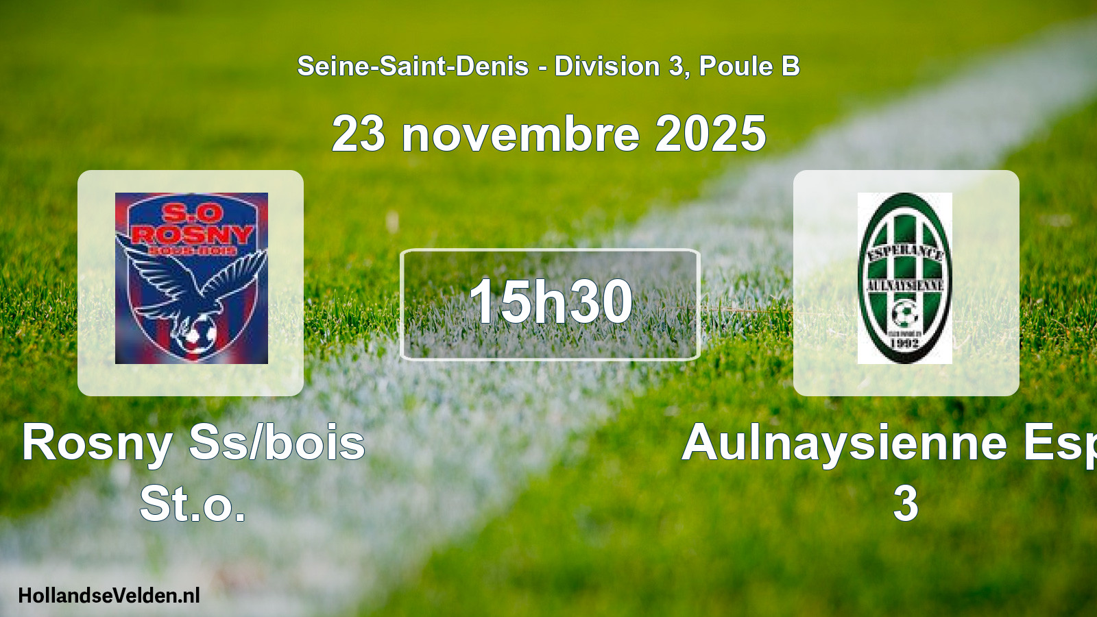 Match programmé: Rosny Ss/bois St.o. - Aulnaysienne Esp. 3 (23 novembre 2025)