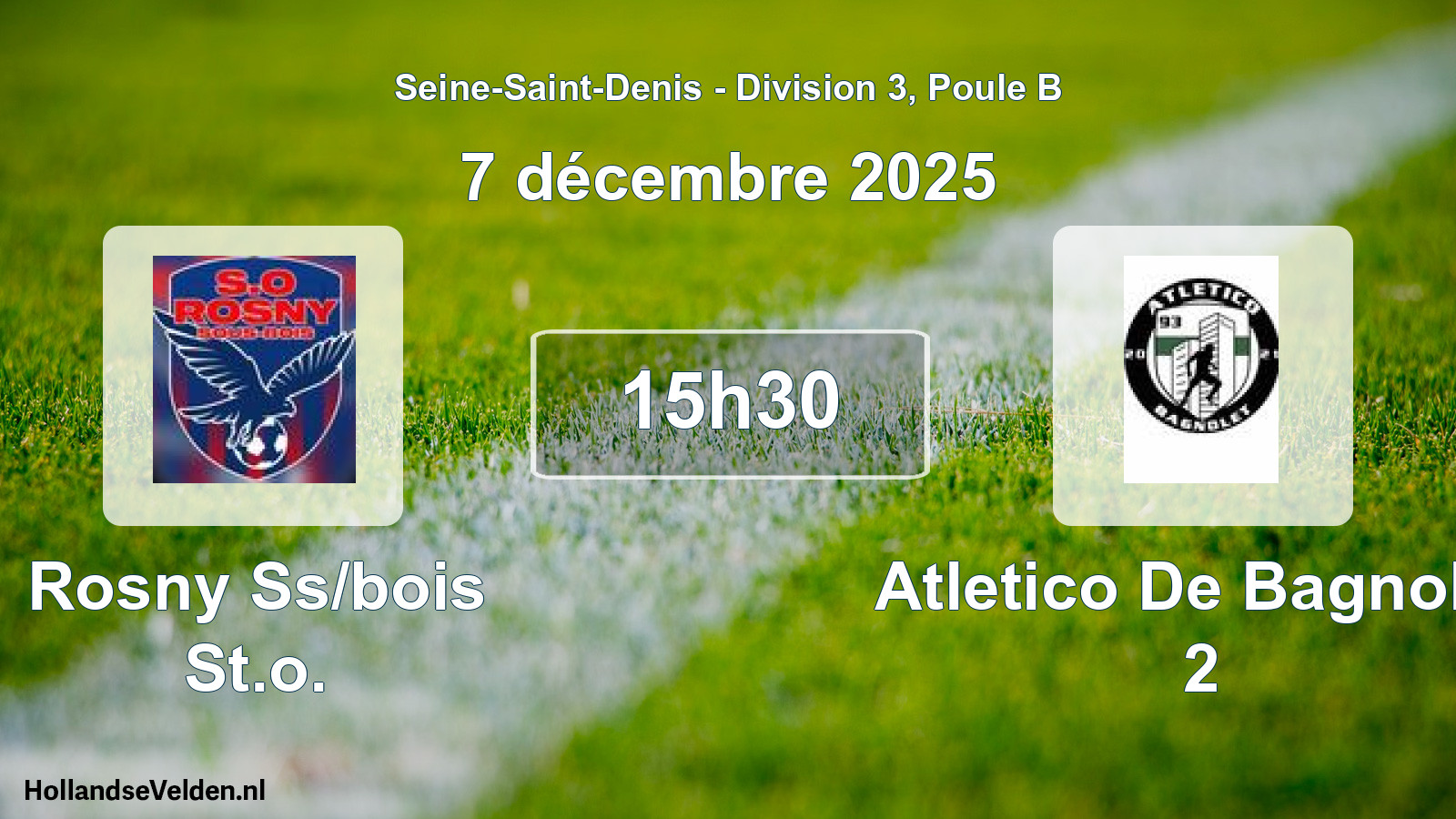 Match programmé: Rosny Ss/bois St.o. - Atletico De Bagnolet 2 (7 décembre 2025)