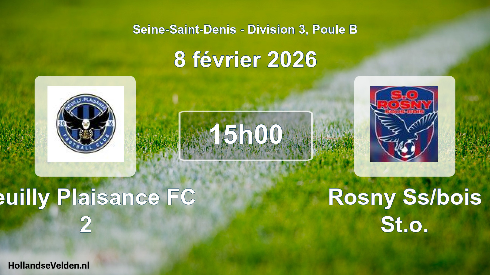 Match programmé: Neuilly Plaisance FC 2 - Rosny Ss/bois St.o. (8 février 2026)