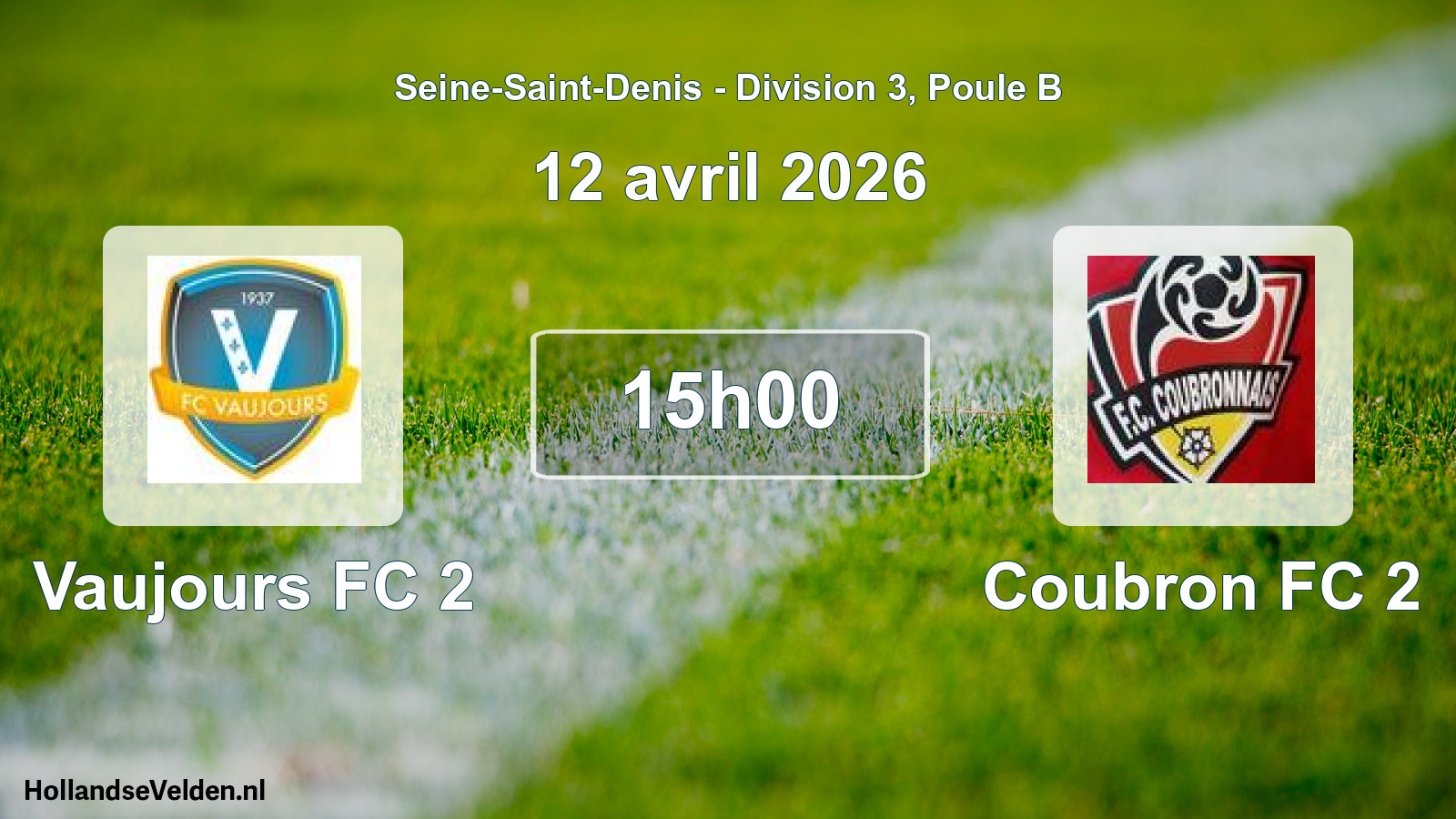 Match programmé: Vaujours FC 2 - Coubron FC 2 (12 avril 2026)