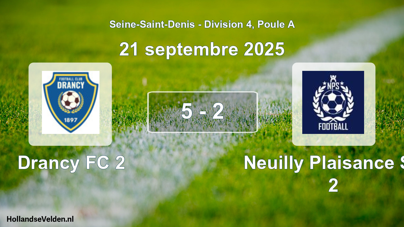 Match joué: Drancy FC 2 - Neuilly Plaisance SP 2 5 - 2 (21 septembre 2025)