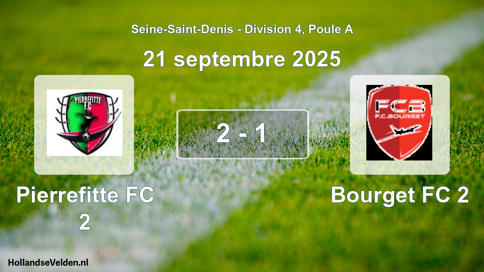 Match joué: Pierrefitte FC 2 - Bourget FC 2 2 - 1 (21 septembre 2025)