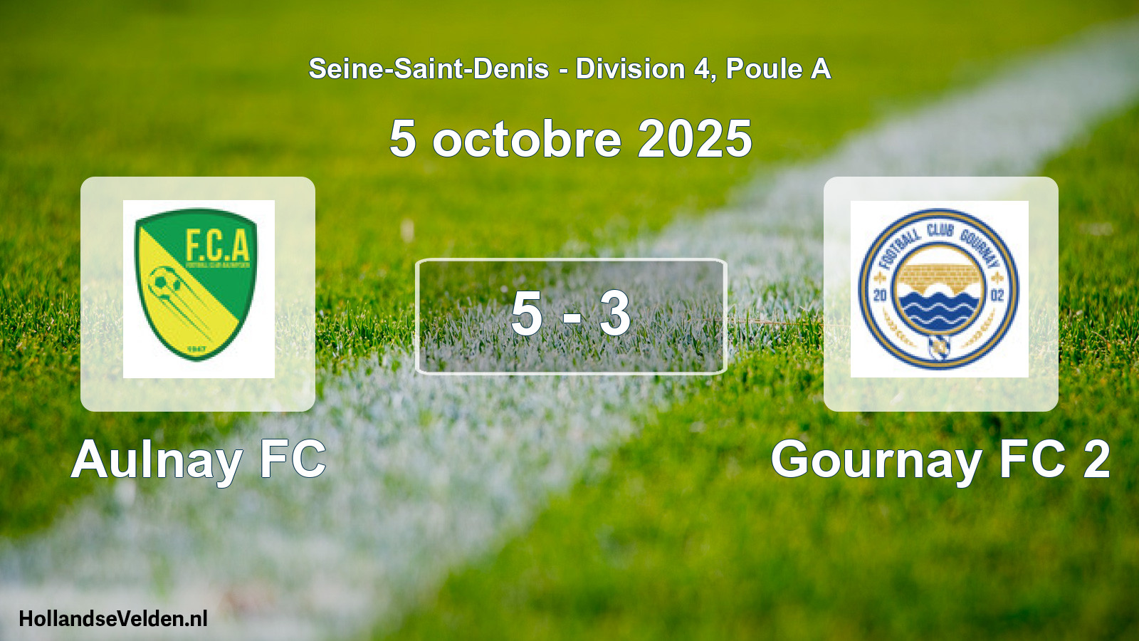 Match joué: Aulnay FC - Gournay FC 2 5 - 3 (5 octobre 2025)
