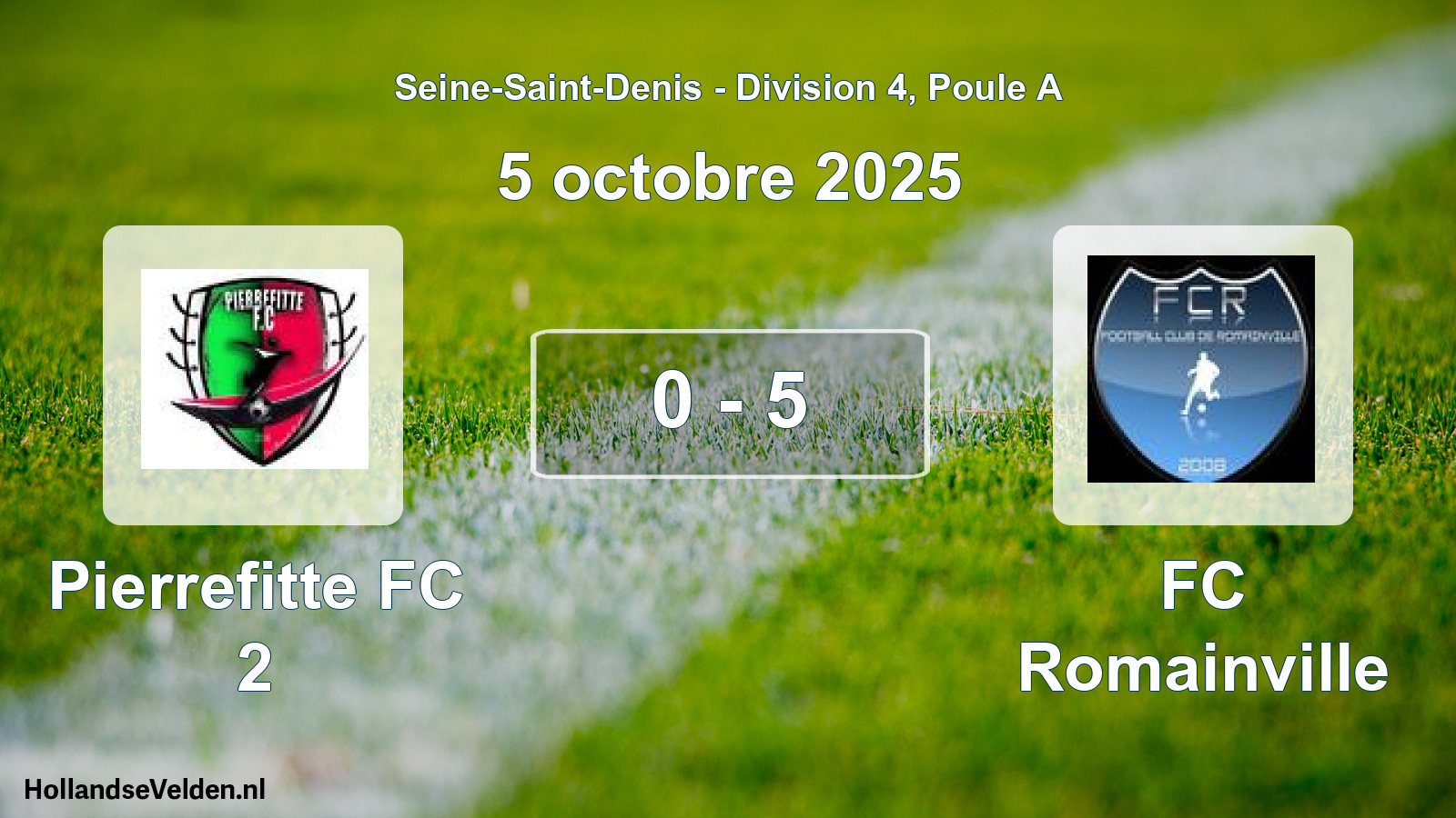 Match joué: Pierrefitte FC 2 - FC Romainville 0 - 5 (5 octobre 2025)