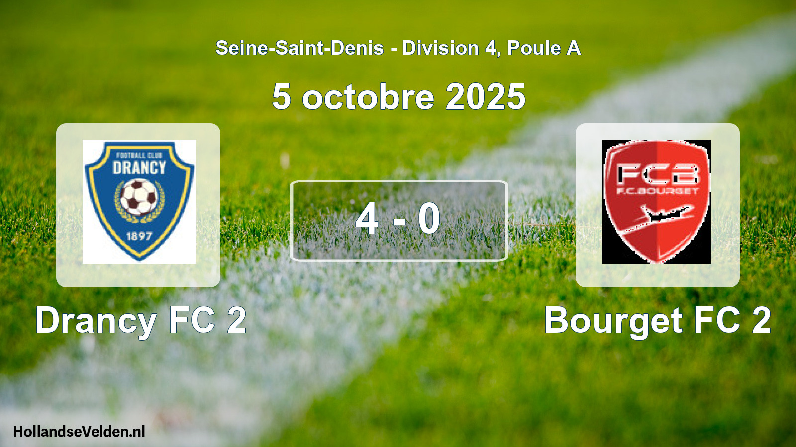 Gespeelde wedstrijd: Drancy FC 2 - Bourget FC 2 4 - 0 (5 oktober 2025)