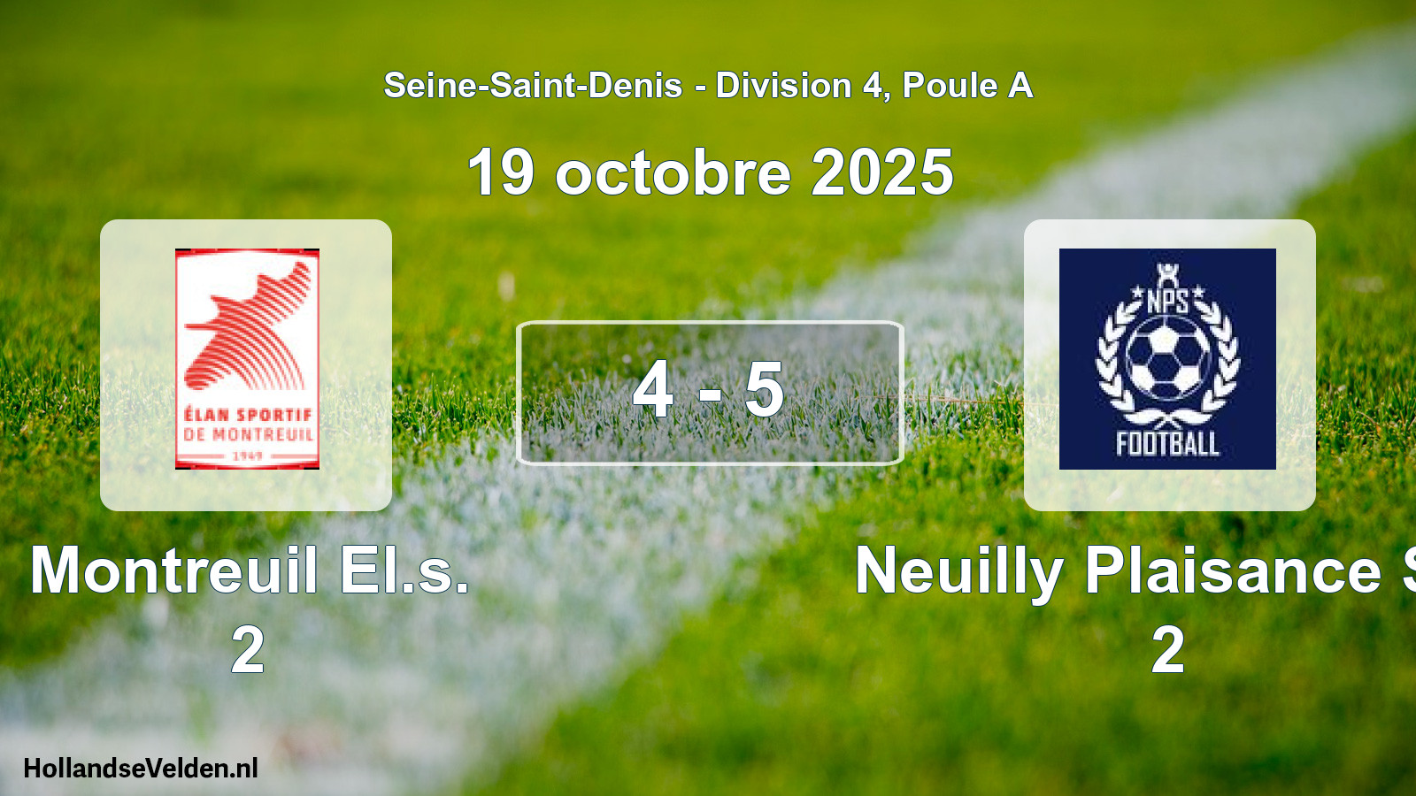 Gespeelde wedstrijd: Montreuil El.s. 2 - Neuilly Plaisance SP 2 4 - 5 (19 oktober 2025)