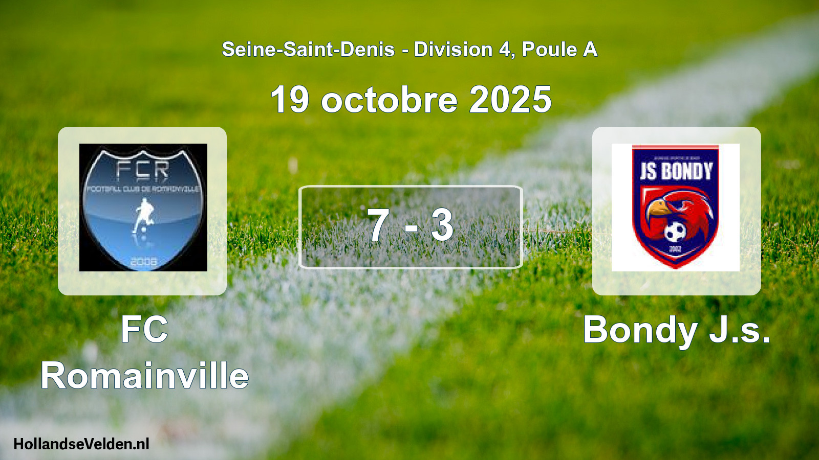 Match joué: FC Romainville - Bondy J.s. 7 - 3 (19 octobre 2025)