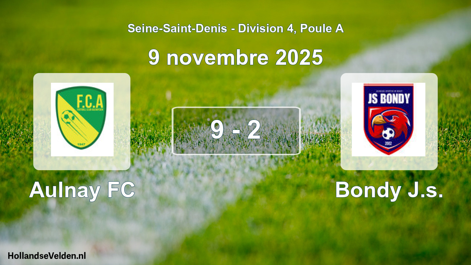 Match joué: Aulnay FC - Bondy J.s. 9 - 2 (9 novembre 2025)