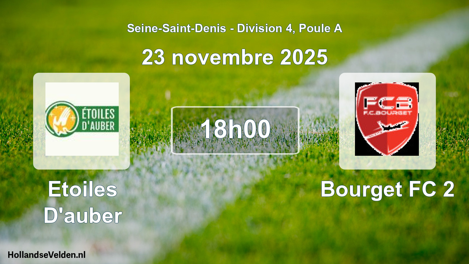 Match programmé: Etoiles D'auber - Bourget FC 2 (23 novembre 2025)