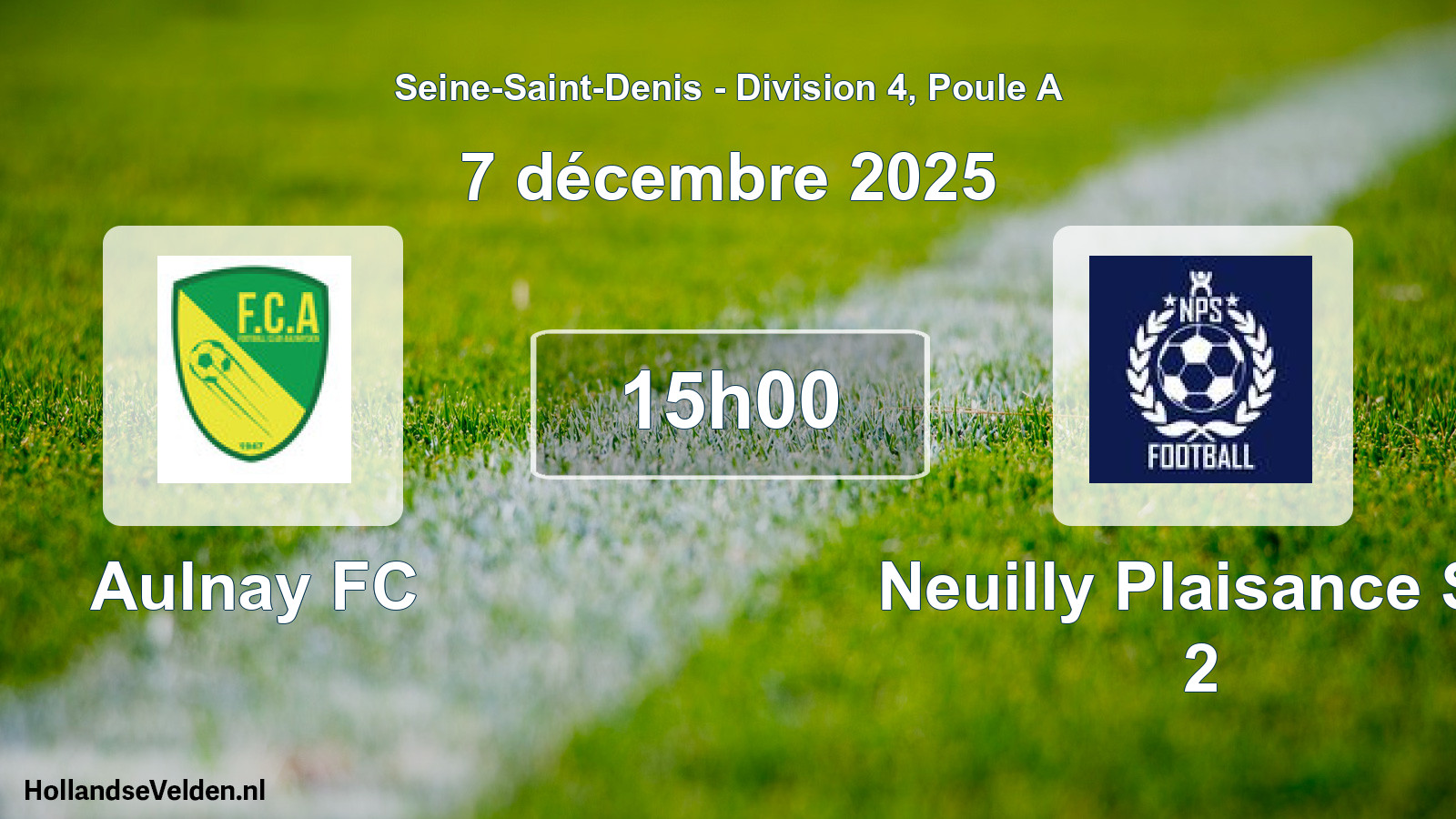 Match programmé: Aulnay FC - Neuilly Plaisance SP 2 (7 décembre 2025)
