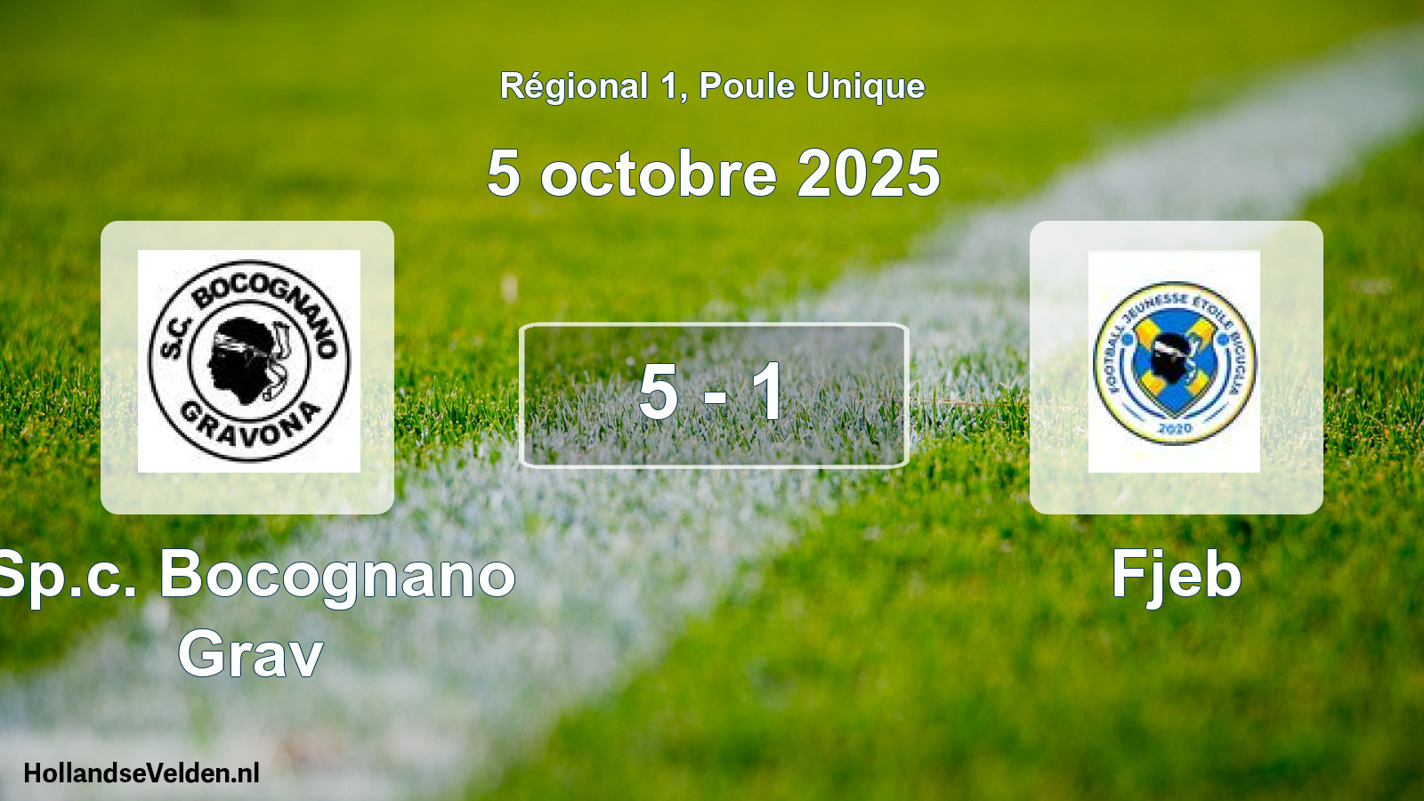 Gespeelde wedstrijd: Sp.c. Bocognano Grav - Fjeb 5 - 1 (5 octobre 2025)