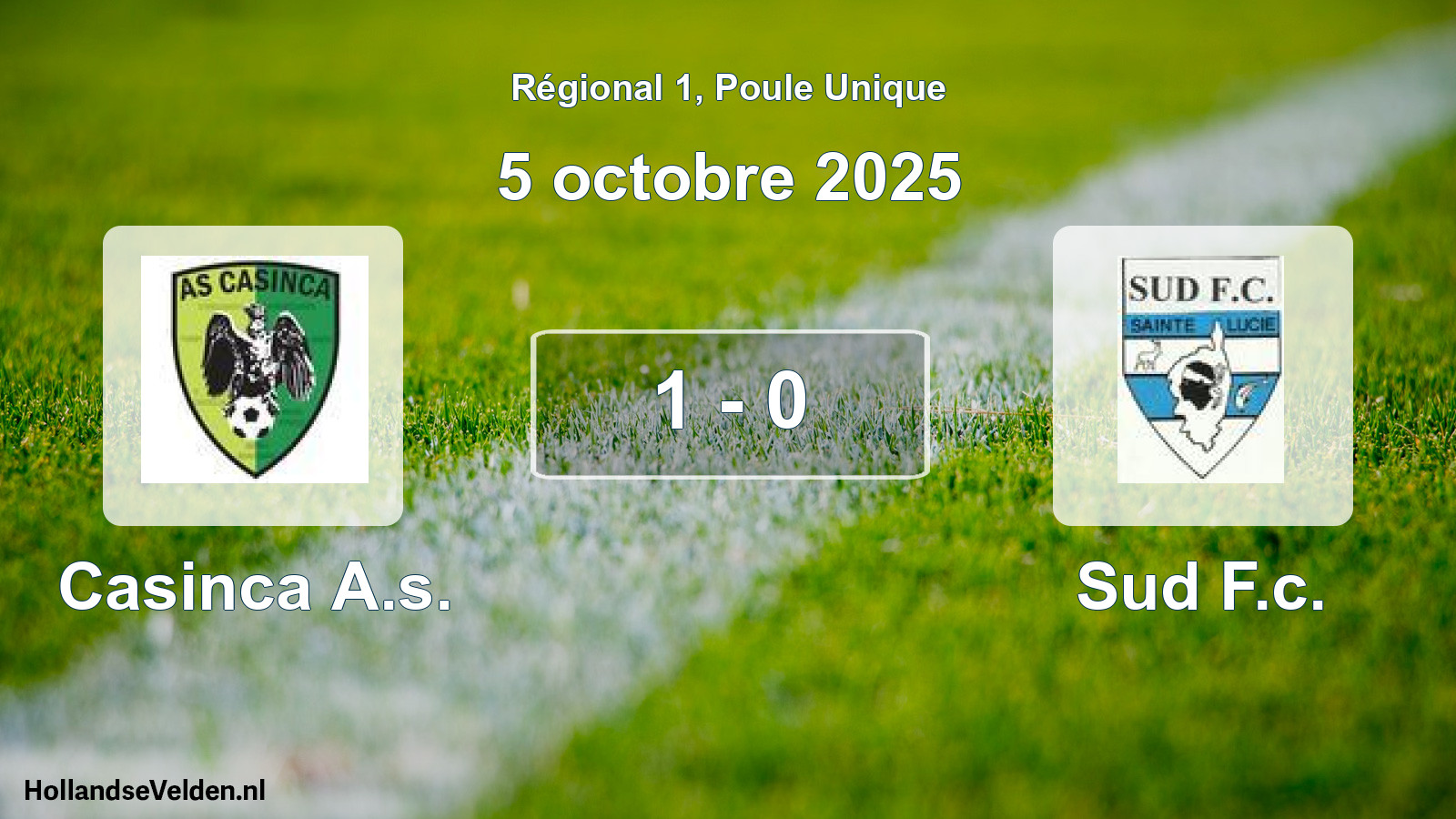 Gespeelde wedstrijd: Casinca A.s. - Sud F.c. 1 - 0 (5 octobre 2025)