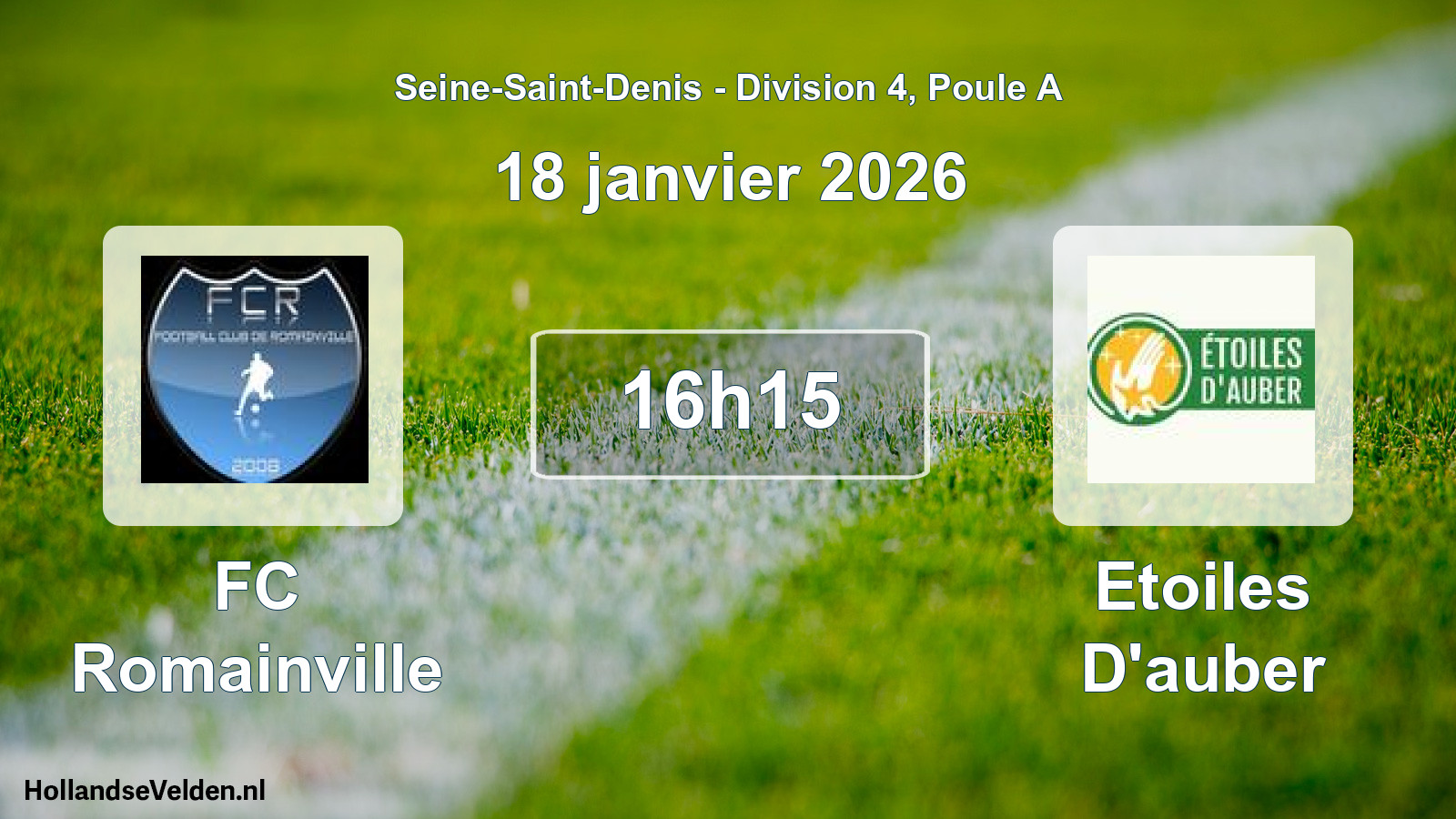 Match programmé: FC Romainville - Etoiles D'auber (18 janvier 2026)